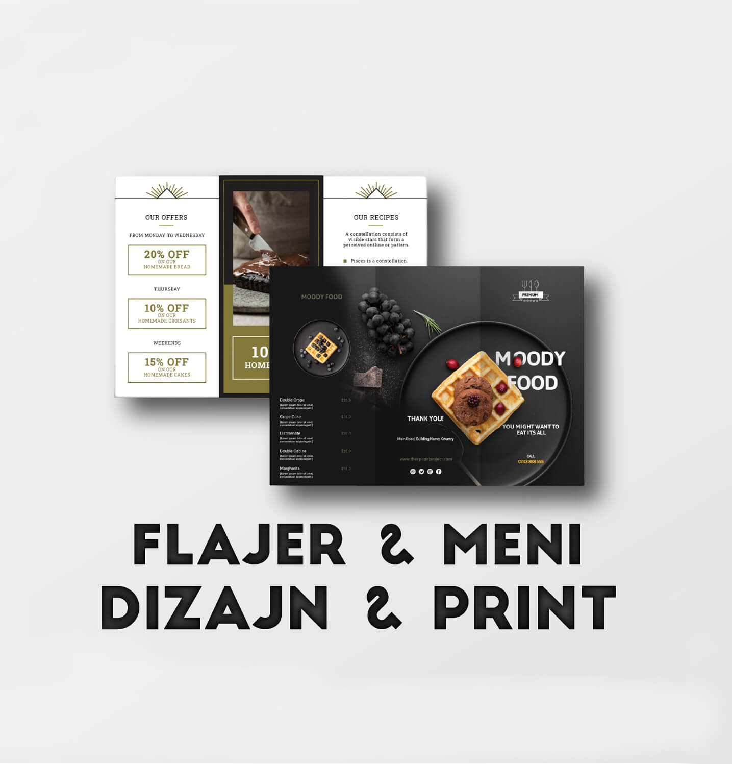 Print Cave fliers and menus